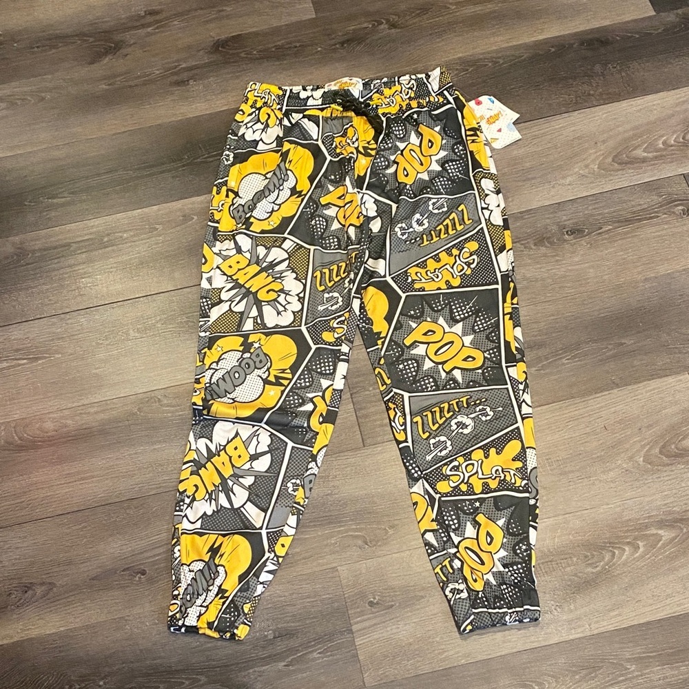 Comic Print Joggers - Black and Yellow NWT Size Medium